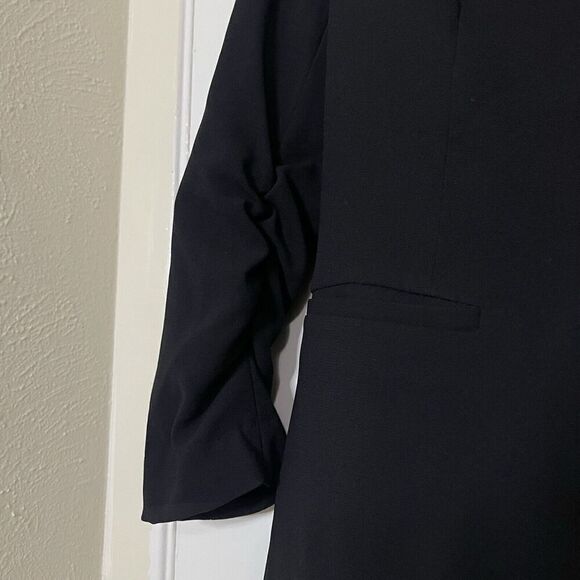 H&M Black career collarless contemporary blazer work jacket one button size US 6 - Picture 5 of 6